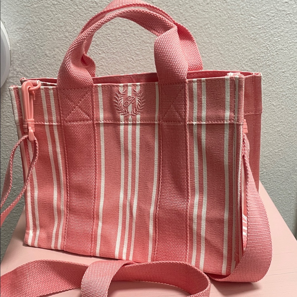 Pink Striped Tote Bag